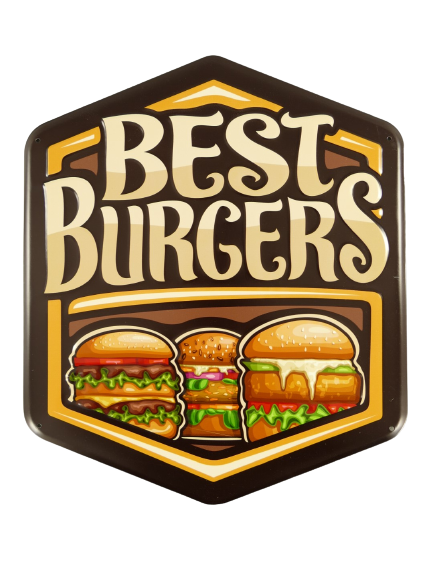 Metalen reclamebord Best Burgers 45x38 cm
