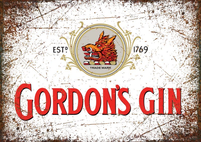 Metalen mancave reclamebord Gordons Gin 20x30 cm