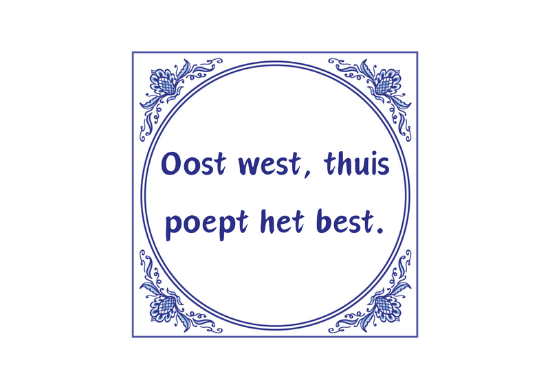 Delfts Blauw tegeltje Thuis Poept Het Best 15x15 cm