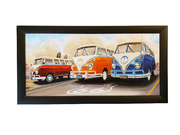 Schilderij Volkswagen Busjes 40x77 cm