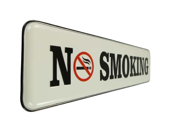Metalen reclamebord No Smoking met reliëfopdruk 60x15 cm