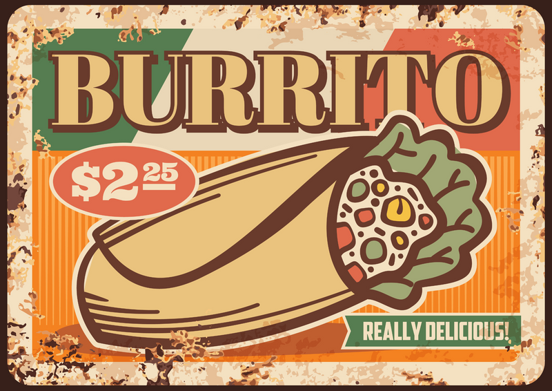 Metalen reclamebord Burrito 20x30 cm