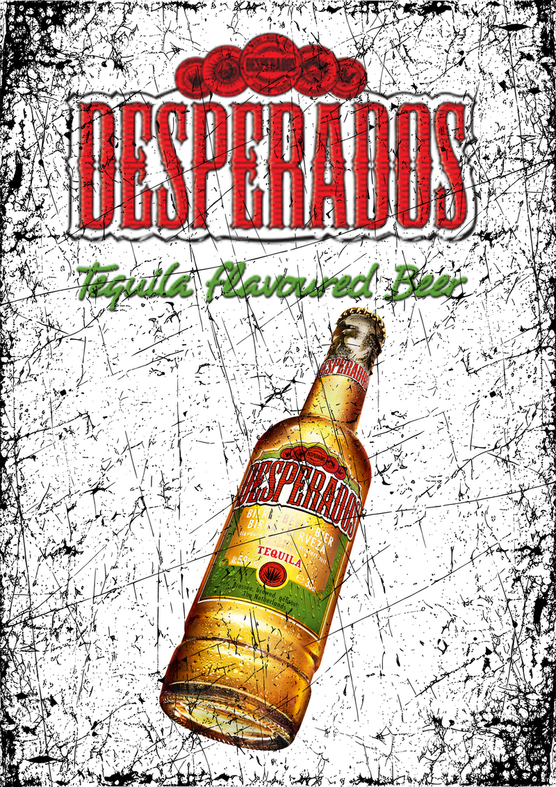 Metalen mancave reclamebord Desperados Worn 20x30 cm