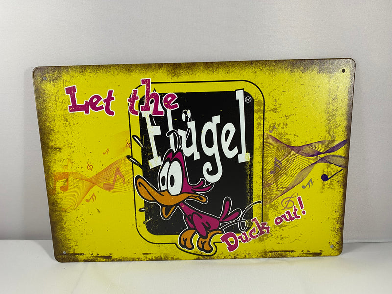 Metalen mancave reclamebord Flugel Party 20x30 cm
