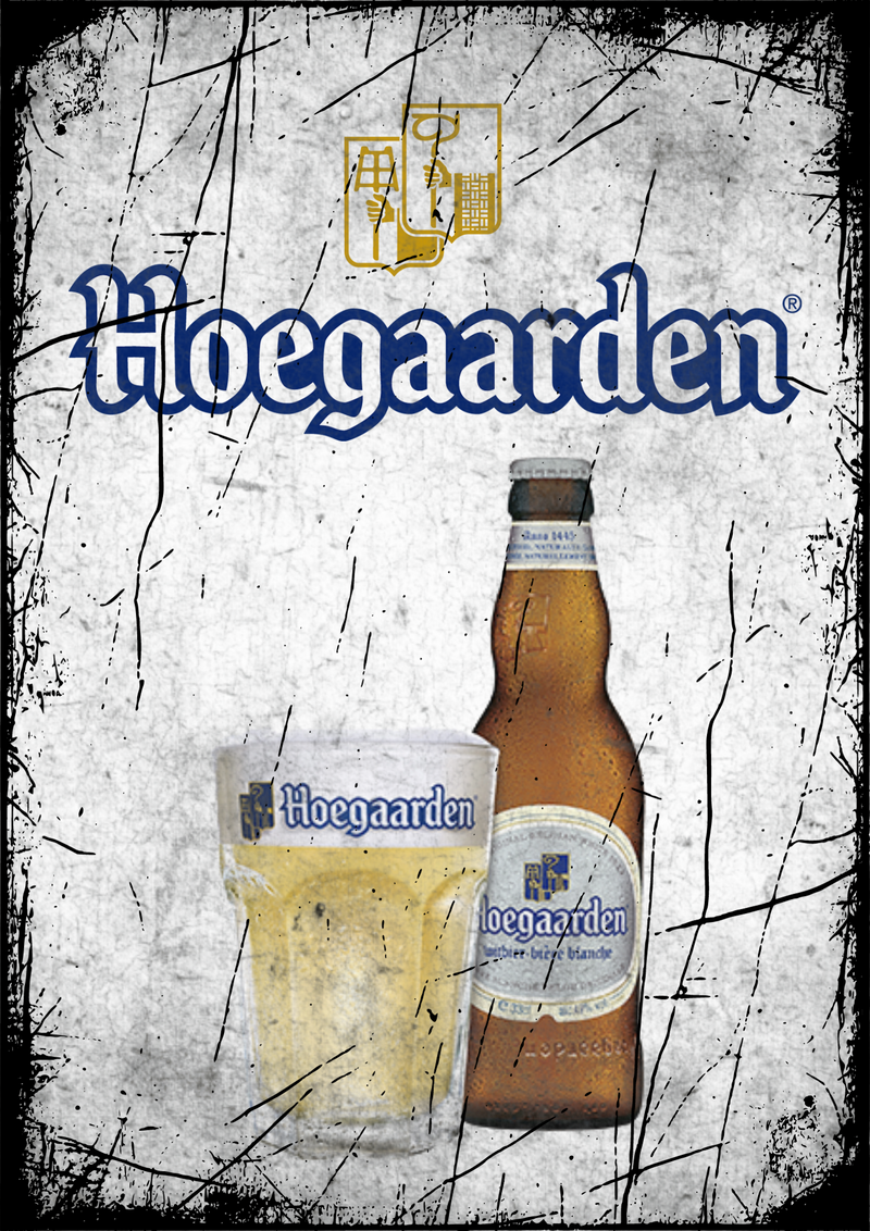 Metalen mancave reclamebord Hoegaarden 20x30 cm