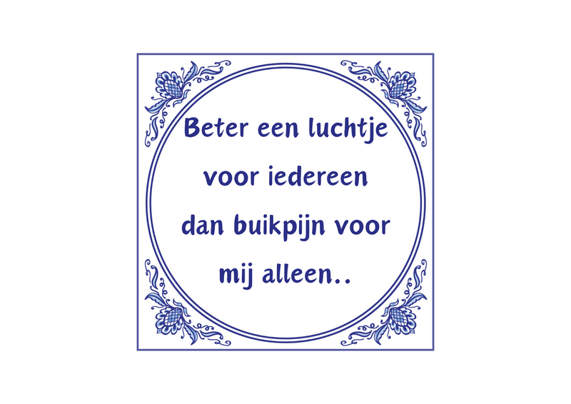 Delfts Blauw tegeltje Luchtje Voor Iedereen 15x15 cm