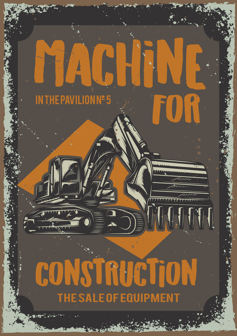 Metalen reclamebord Machine For Construction 20x30 cm