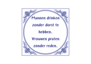 Delfts Blauw tegeltje Mannen Drinken 15x15 cm