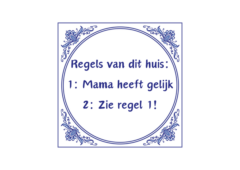 Delfts Blauw tegeltje Regels Van Dit Huis 15x15 cm