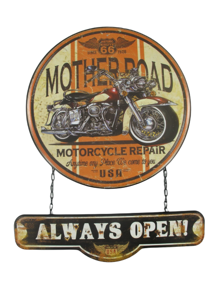 Metalen reclamebord Route 66 Motorcycle Repair 50x40 cm