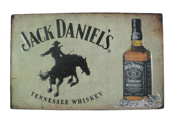 Metalen wandbord Jack Daniel's met reliëfopdruk 40x25 cm