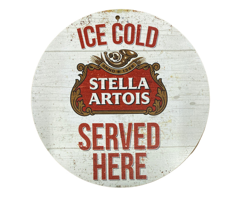 Houten reclamebord Stella Artois Served Here 20x20 cm