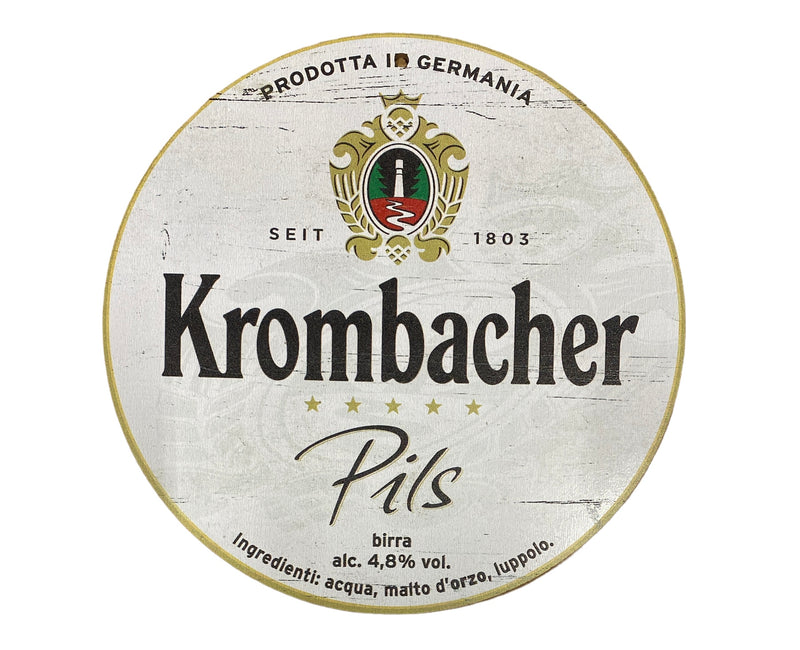 Houten reclamebord Krombacher Pils 20x20 cm