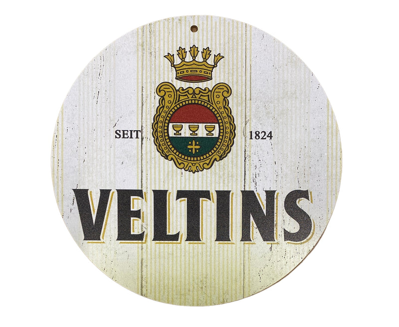 Houten reclamebord Veltins 20x20 cm